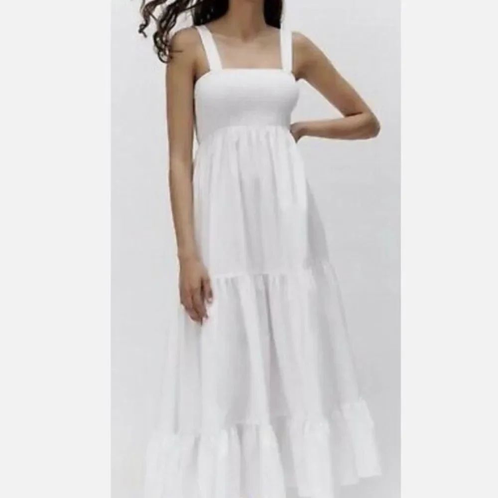 New ZARA white maxi retro vacation dress XL